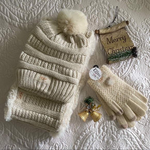 Winter Hat Scarf and Gloves Set for Women Warm Knitted Infinity Leopard Print